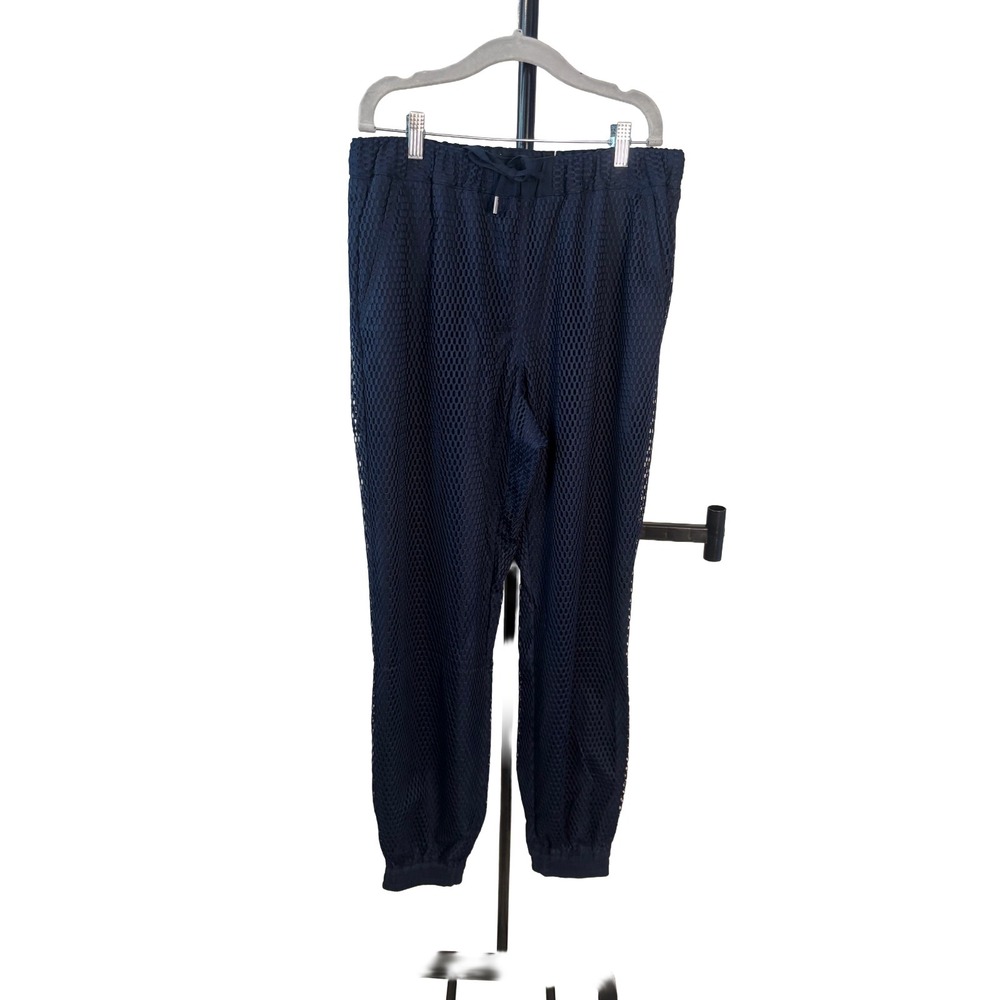 Wildfang Empower Mesh Jogger Pants Navy Blue Drawstring Womens Size Medium NWT